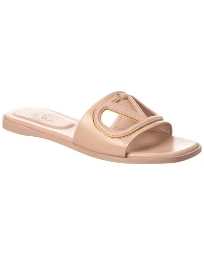 Shop Valentino Vlogo Cutout Leather Sandal In Pink