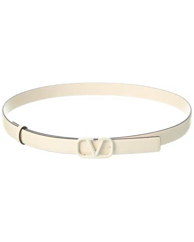 Shop Valentino Vlogo 20mm Leather Belt In White