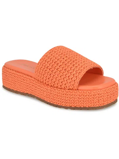 Shop Nine West Keziah Womens Woven Slip-on Platform Sandals In Orange