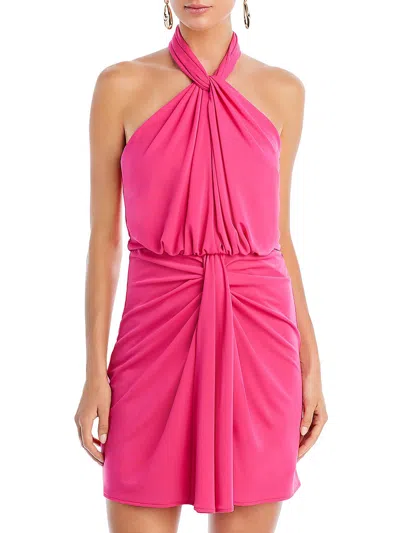 Shop Cinq À Sept Kaily Womens Blouson Mini Halter Dress In Pink