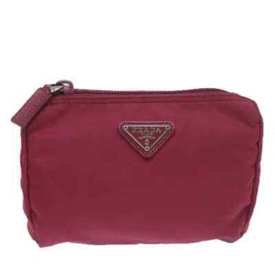 Shop Prada Canvas Clutch Bag () In Red