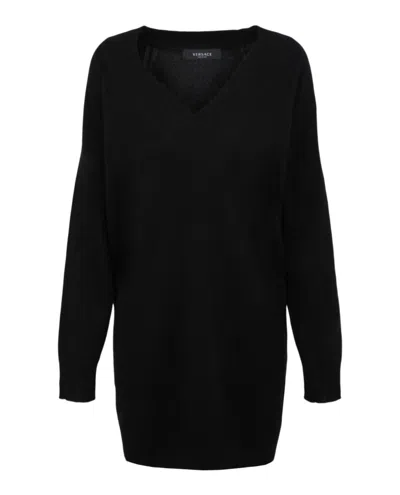 Shop Versace Cashmere Blend Sweater Dress In Black