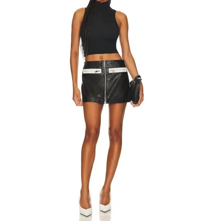 Shop Grlfrnd The Moto Mini Skirt In Black & White In Multi