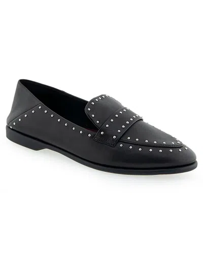 Shop Aerosoles Beatrix Womens Leather Studded Loafers In Black