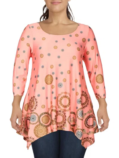 Shop White Mark Plus Erie Womens Printed Scoop Neck Tunic Top In Pink