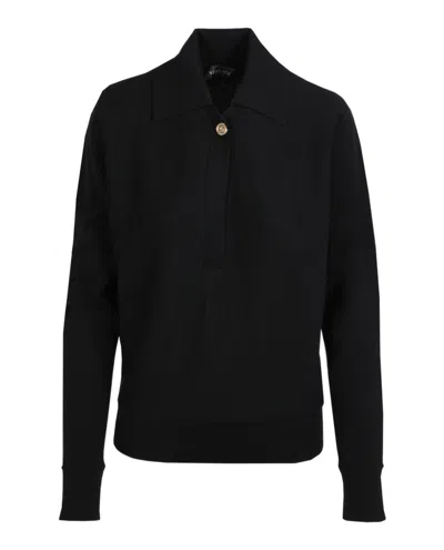 Shop Versace Wool Blend Collared Sweater In Black