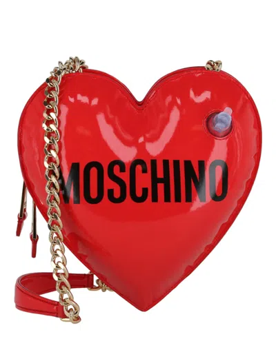 Shop Moschino Heart Shaped Shoulder Bag In Red