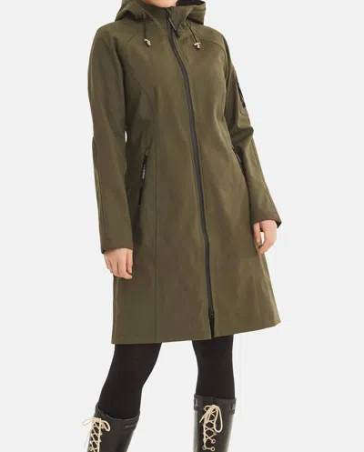 Shop Ilse Jacobsen Raglan Sleeve Rain Coat In Army Green
