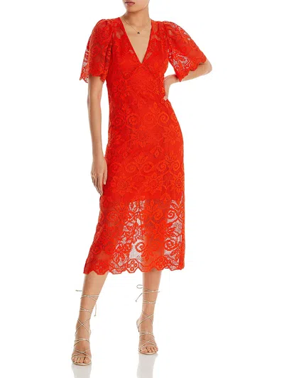 Shop Rhode Womens Tea-length Burnout Midi Dress In Red