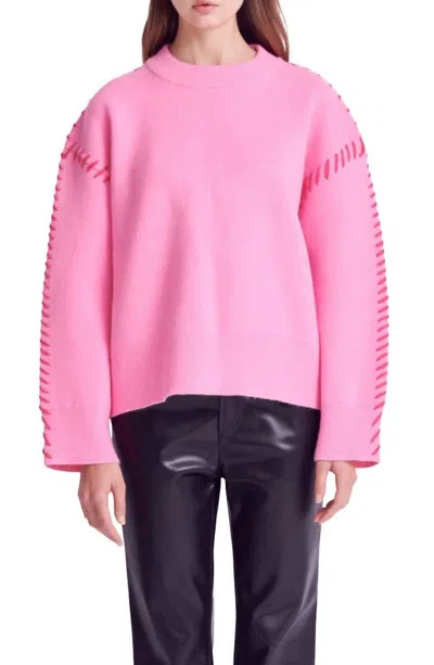 Shop English Factory Whipstitch Accent Crewneck Sweater In Pink
