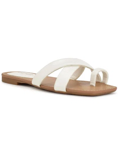 Shop Nine West Wndotty3 Womens Faux Leather Slip On Strappy Sandals In White