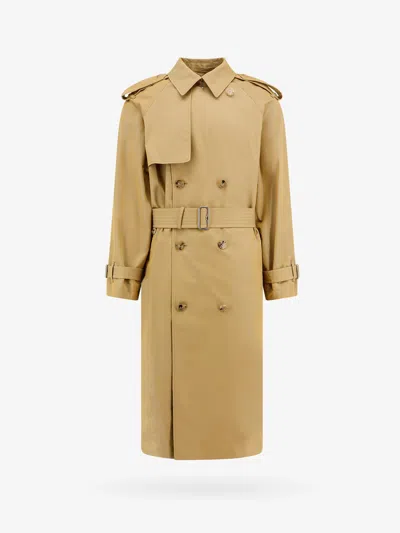 Shop Burberry Man Trench Man Beige Trench Coats In Cream