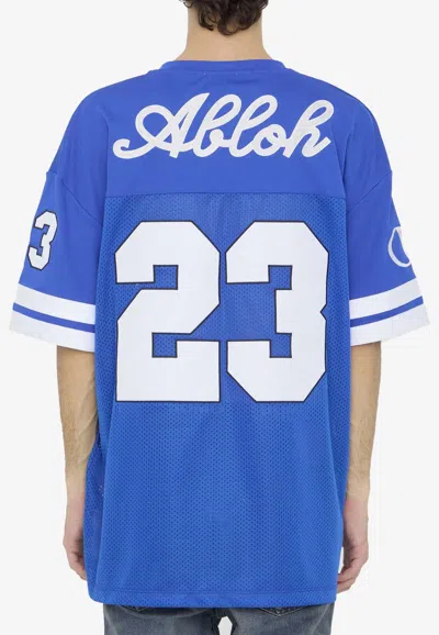 Shop Off-white Abloh 23 Oversized Football T-shirt In Blue
