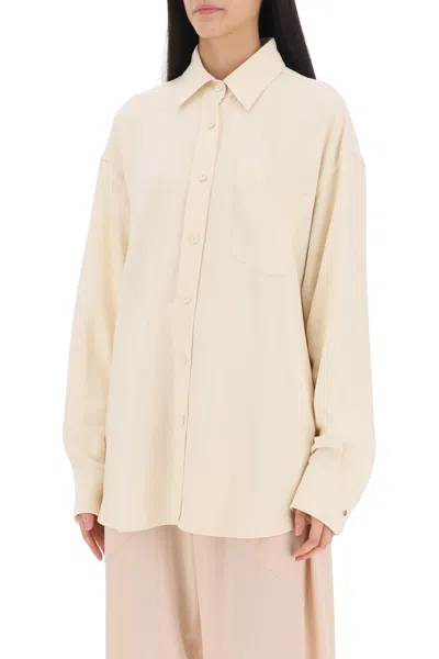 Shop Stella Mccartney Oversized Shirt In Crepe Jersey Women In Cream