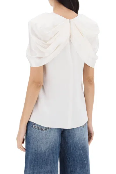 Shop Stella Mccartney Satin Blouse With Petal Sleeves Women In White