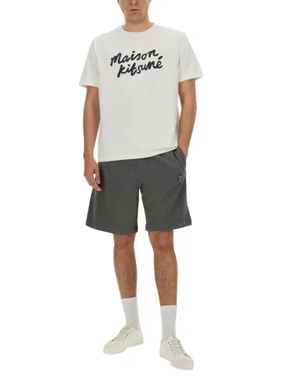 Shop Maison Kitsuné Logo Print T-shirt In White
