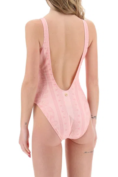 Shop Versace Baroque Full-body Swims Women In Pink