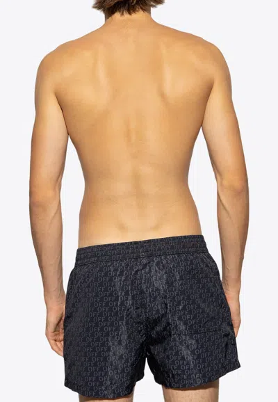 Shop Off-white All-over Logo Swim Shorts In Black