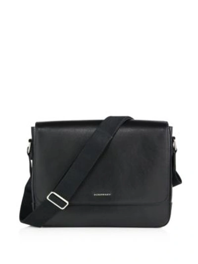 Burberry 'new London' Leather Messenger Bag In Black