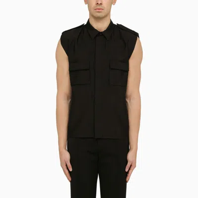 Shop Saint Laurent Saharienne Black Sleeveless Shirt