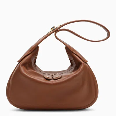 Shop Valentino Small Go-hobo Bag In Tobacco Leather In Brown