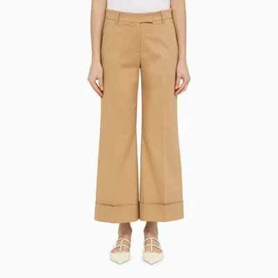 Shop Quelledue | Desert-coloured Cotton Trousers In Beige