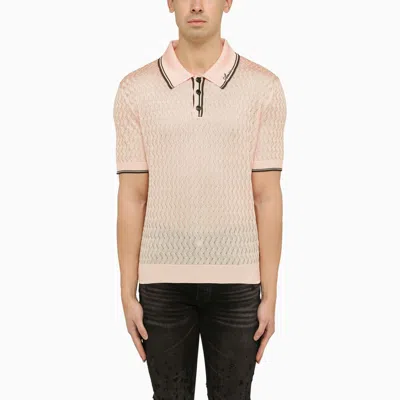 Shop Amiri | Light Pink Viscose Polo Shirt