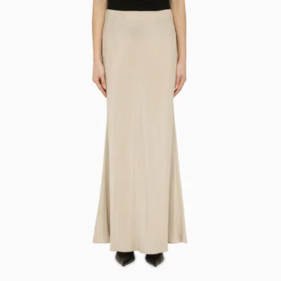 Shop Max Mara Long Beige Linen-blend Skirt In Green