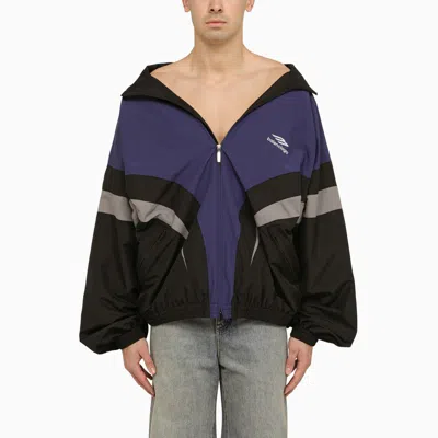 Shop Balenciaga Off Shoulder Tracksuit 3b Sports Icon Black/blue/gray Jacket