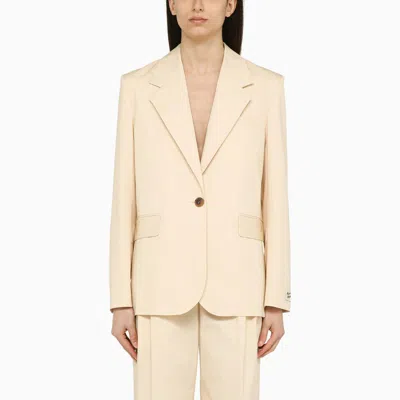 Shop Maison Kitsuné Single-breasted Cream Cotton Jacket In White