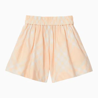 Shop Burberry Peach-coloured Cotton Check Shorts In Pink