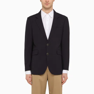 Shop Pt Torino Navy Blue Single-breasted Jacket In Wool Blend