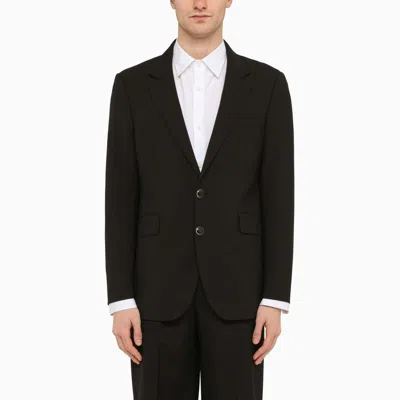 Pt Torino Black Single-breasted Jacket In Wool Blend In Black