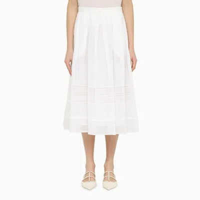 Shop Max Mara Studio White Midi Skirt In Ramie And Lace