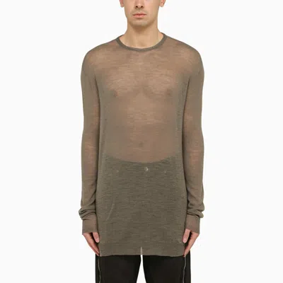 Shop Rick Owens Dust Grey Semi-transparent Wool Sweater