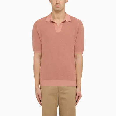 Shop Roberto Collina | Pink Linen And Cotton Polo Shirt