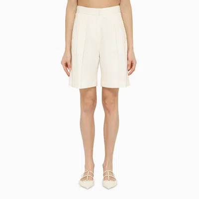 Shop Margaux Lonnberg White Wool-blend Stuart Bermuda Shorts