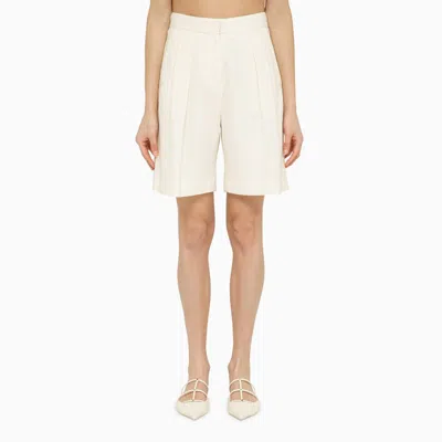 Margaux Lonnberg White Wool-blend Stuart Bermuda Shorts In White
