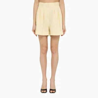 Shop The Andamane | Light Yellow Linen-blend Rina Shorts