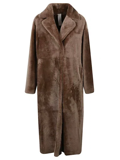 Furling By Giani Notched Lapel Coat In Brown