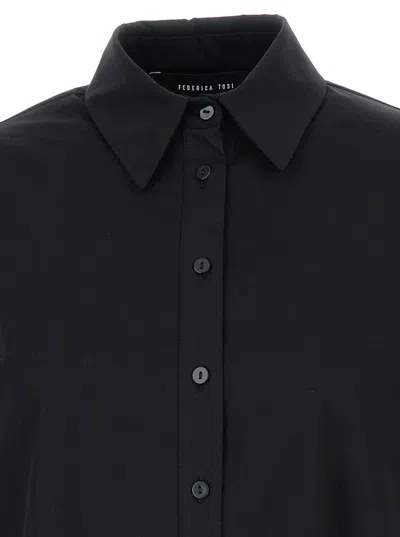 Shop Federica Tosi Black Long Sleeves Shirt In Cotton Blend Woman