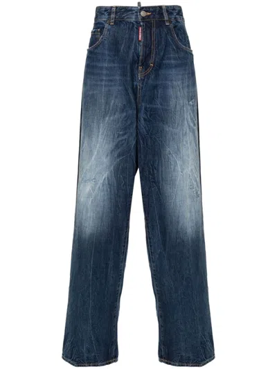 Shop Dsquared2 Icon Eros High-rise Wide-leg Jeans In Denim