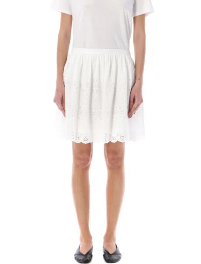Shop Polo Ralph Lauren Eyelet Cotton Mini Skirt In Bianco