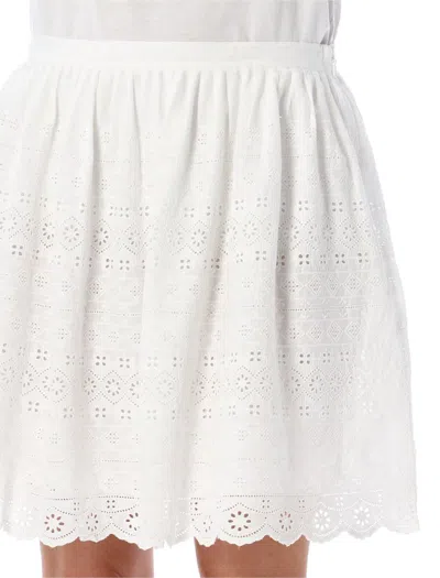Shop Polo Ralph Lauren Eyelet Cotton Mini Skirt In Bianco