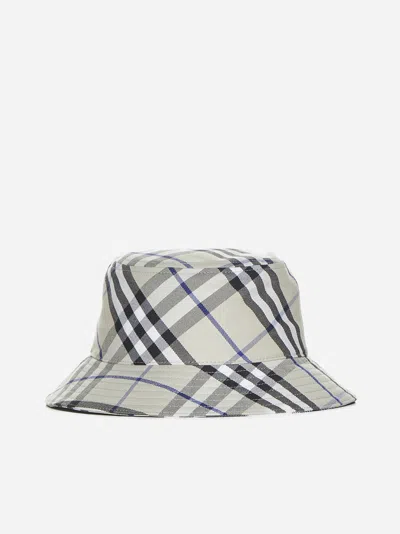 Shop Burberry Check Twill Bucket Hat In Lichen