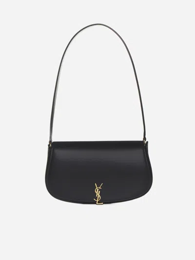 Shop Saint Laurent Voltaire Leather Mini Bag In Black