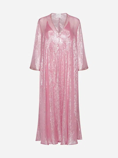 Shop Forte Forte Lurex Silk Chiffon Dress In Light Rose