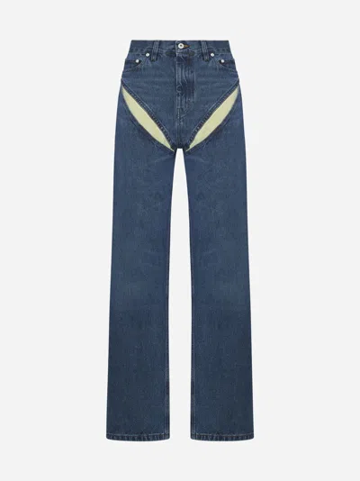 Shop Y/project Cut-out Jeans In Vintage Blue