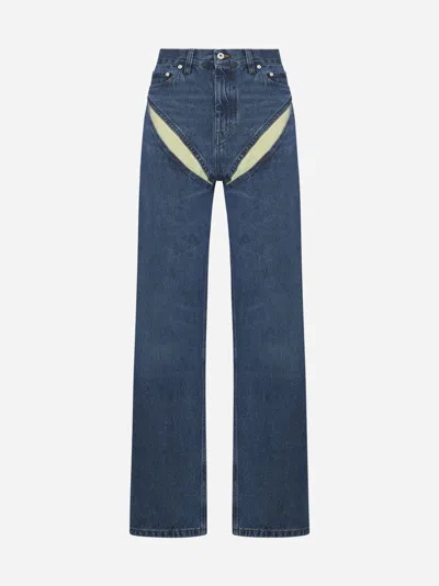 Y/project Men Evergreen Cut-out Jeans In Vintage Blue