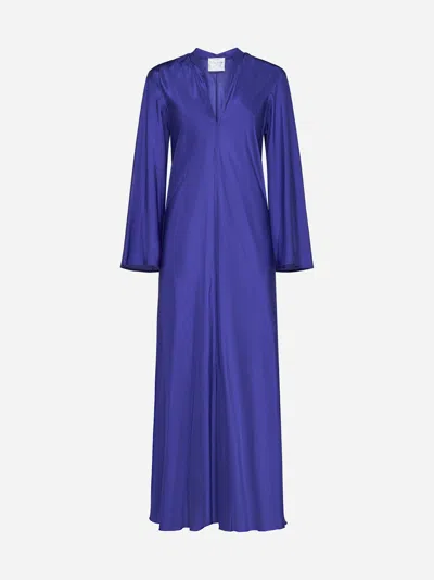 Shop Forte Forte Habutai Silk Midi Dress In Sapphire